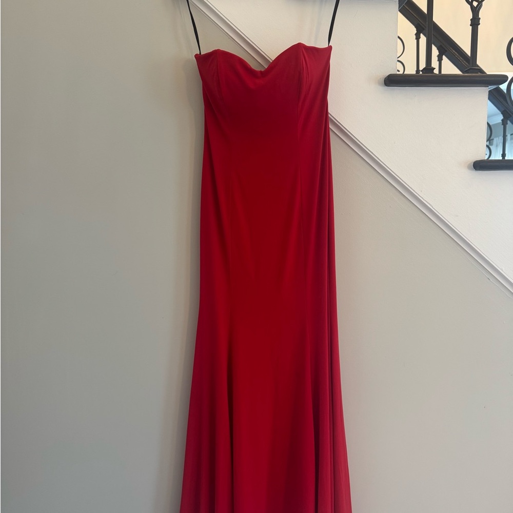 City Triangles Red Spaghetti Strap Gown for Weddings
